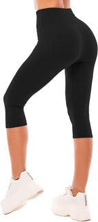 Women's 3/4 High Waist Elastic Opaque Leggings Large Sizes