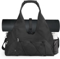 Gym Bag For Women With Yoga Mat Holder & Shoe Compartment & Wet Dry Storage Pocket & Adjustable Strap, Black, Stylish