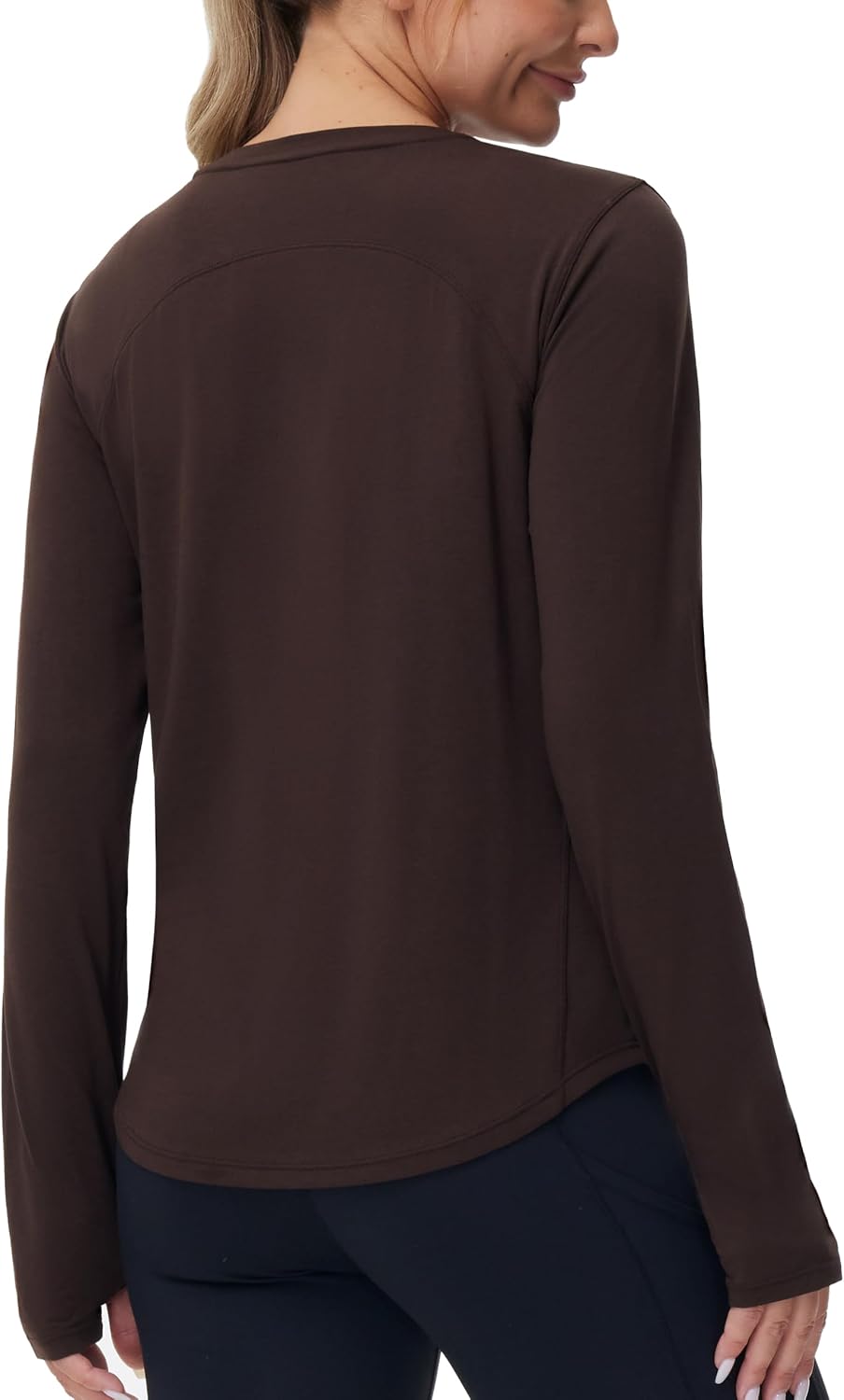 Women's Long Sleeve Workout Shirts Athletic Crewneck Hiking Tops with Thumb Hole