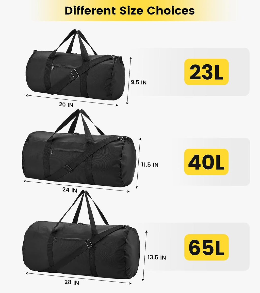Small Duffel Bag 20" Foldable Gym Bag for Men Women Duffle Bag Lightweight with Inner Pocket for Travel Sports - Black