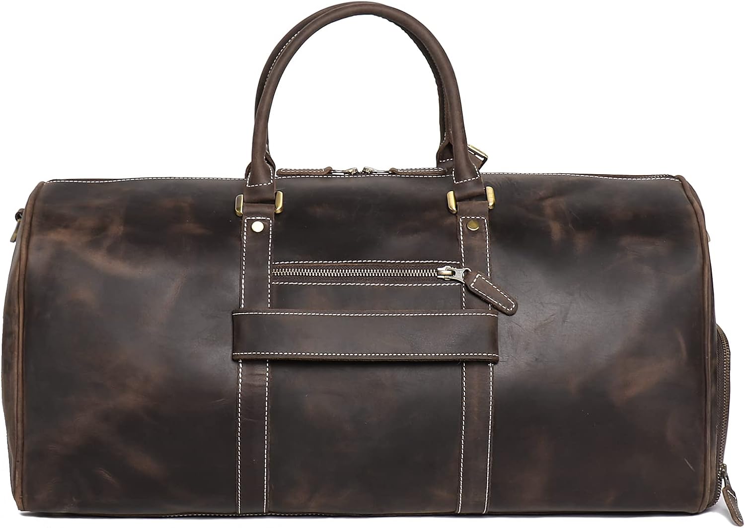 Mens Leather Duffel Bags Sport Vintage Leather Travel Gym Bag Weekender Overnight Classic Gift Genuine Gym Overnight Carry On Bag, Dark Brown, 22 Inch, Leather Weekend Bag