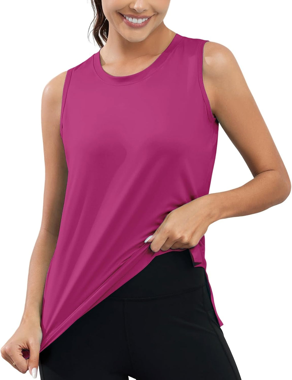 Workout Tank Tops for Women UPF50+ Breathable Athletic Running Shirts Sleeveless Tank Yoga Tops with Slit