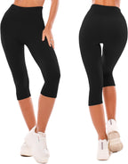 Women's 3/4 High Waist Elastic Opaque Leggings Large Sizes