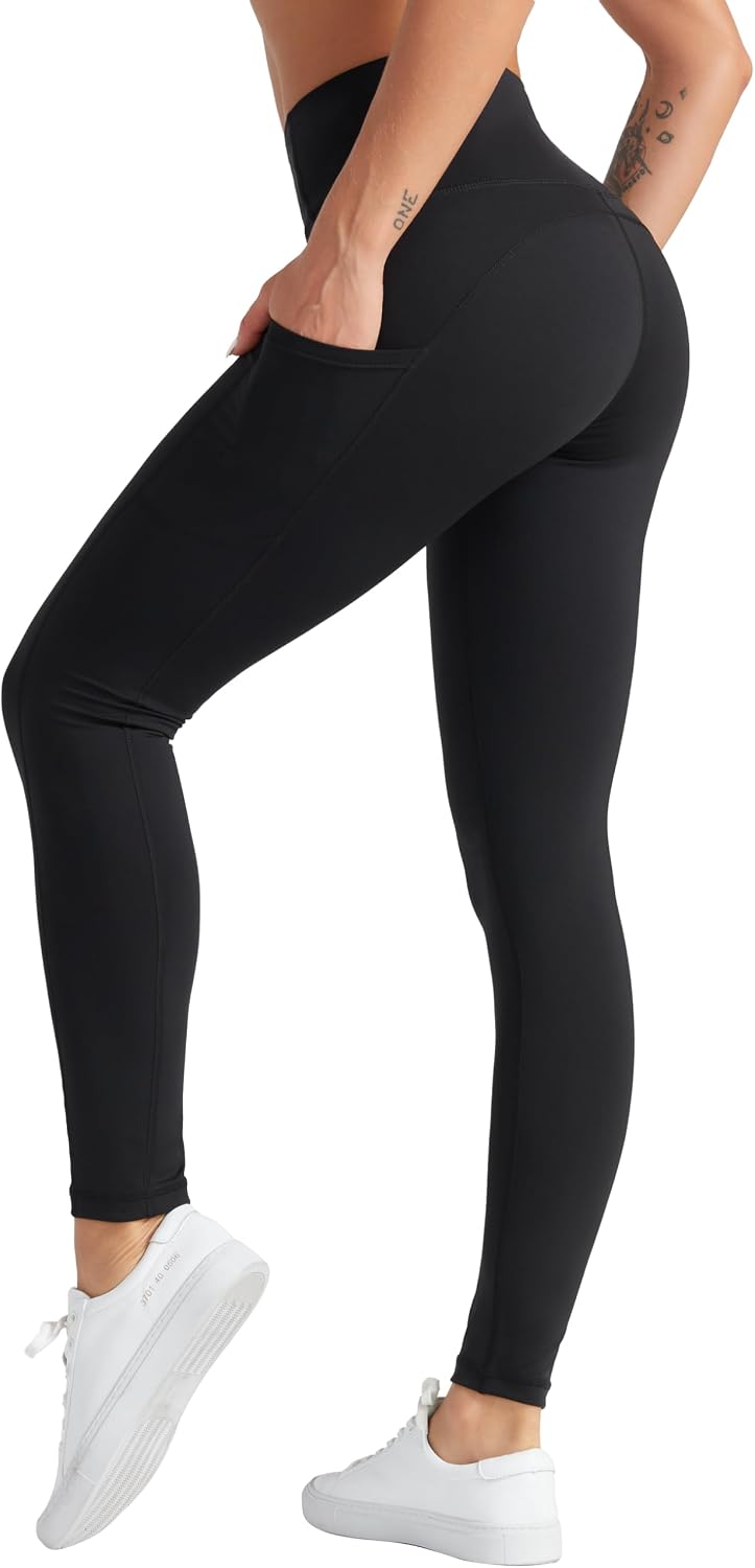 Women's High Waist Yoga Pants Soft Tummy Control Athletic Workout Leggings with Deep Pockets