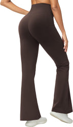 Women's Scrunch Butt Lifting Flare Yoga Pants High Waist Bell Bottom Workout Leggings with Pockets