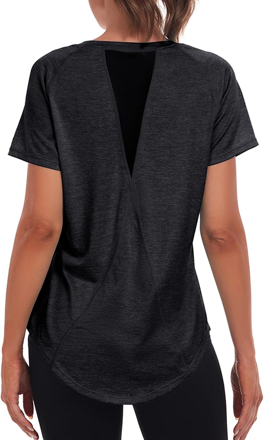 Women's short-sleeved sports shirt made from lightweight, moisture-wicking and quick-drying mesh with a loose fit.