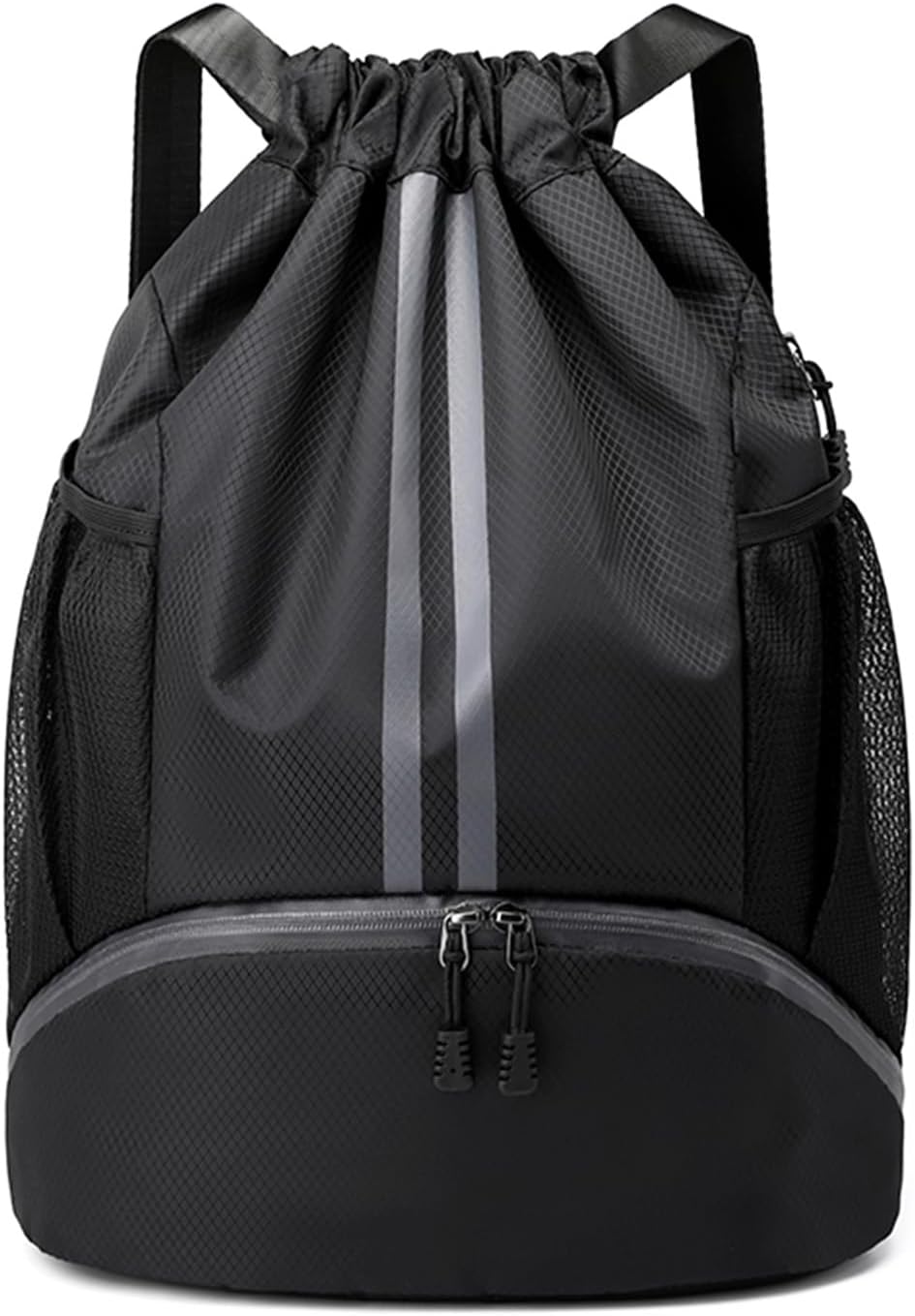Drawstring Backpack Gym Bag with Shoe Compartment for Soccer, Basketball, Swim and Beach, Ideal for Men and Women