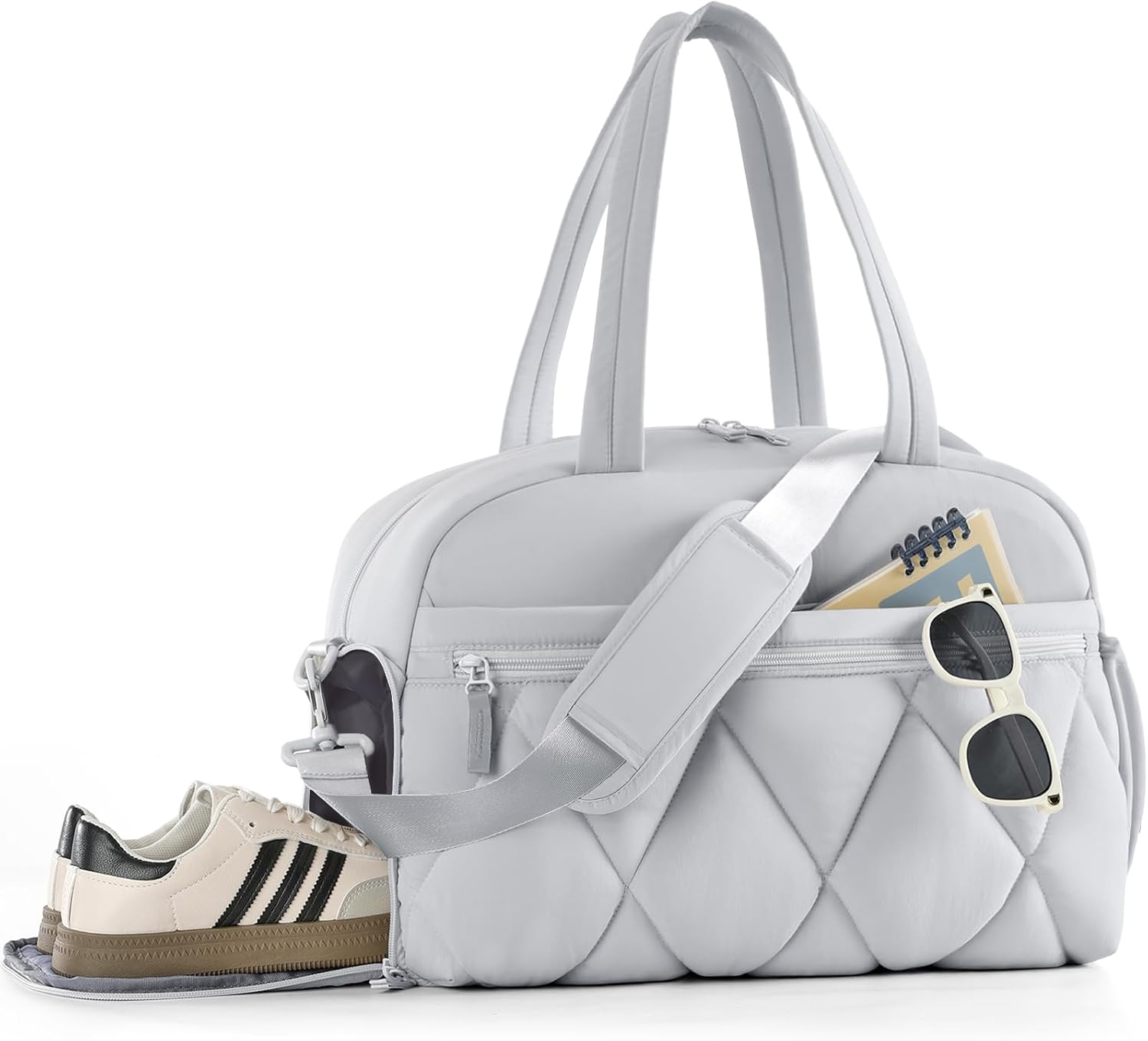 Women's Travel Bag, Lightweight Puffer Sports Bag with Shoe Compartment, Weekender Hand Luggage, Gym Bag, Hospital Bag, Birth Hospital Bag, Travel Bag for Aeroplane Travel, Fitness, Sauna