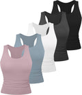 5 Pack Women's Workout Racerback Tank Tops Crop Spandex Yoga Athletic Running Gym Sports Tops for Women