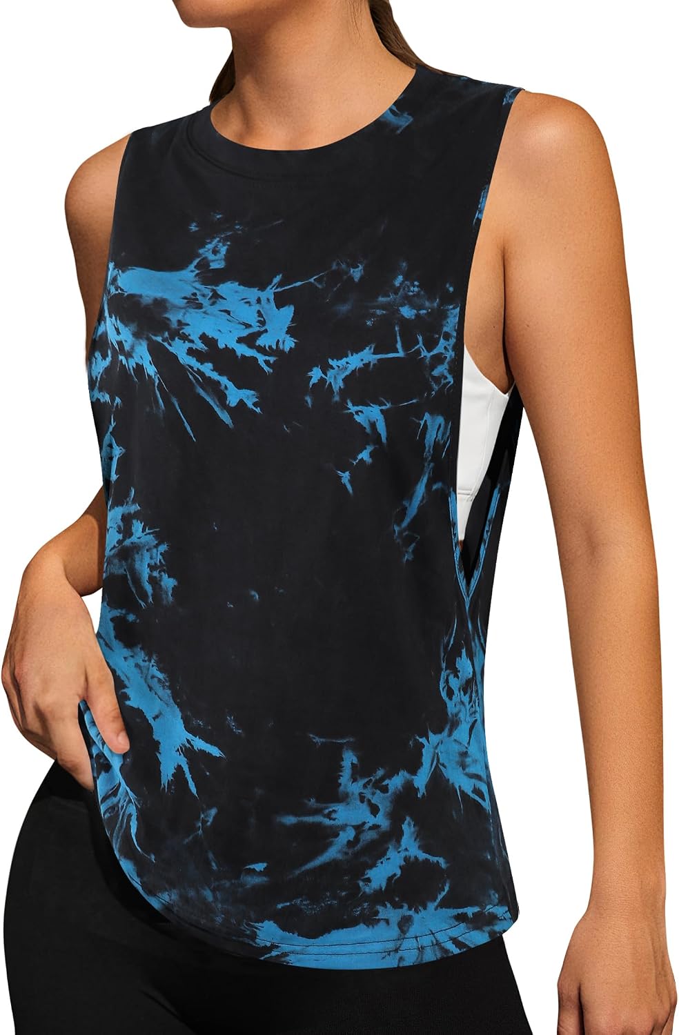 Women's Open Side Workout Tank Top Muscle Tanks Athletic Gym Top Sleeveless Shirt