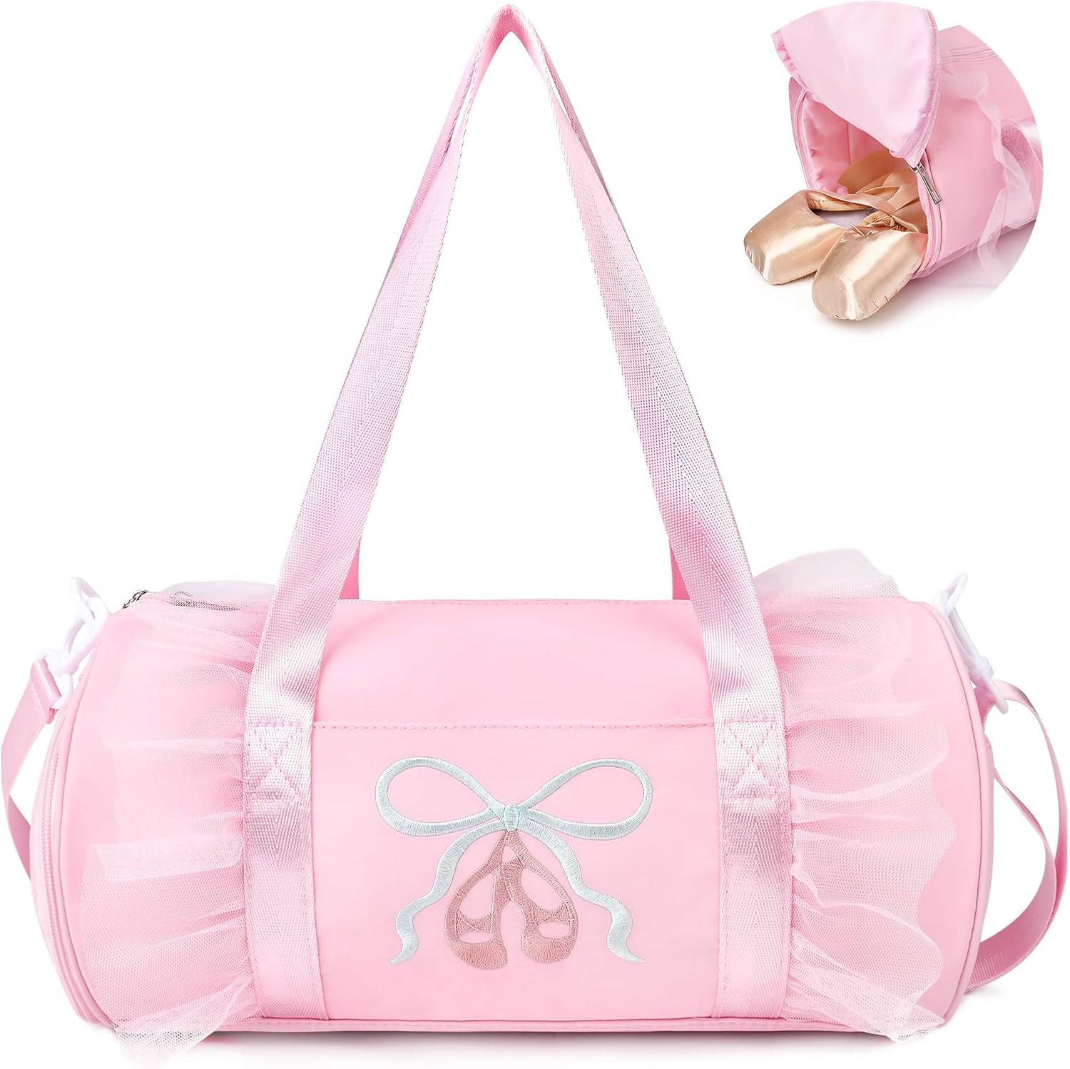 Dance Bag for girls,  8L Dance Duffel Bag with Separate Shoe Compartment Lightweight Water-resistant Sport Bag for Dance, Ballet, Gym, Travel, Pink