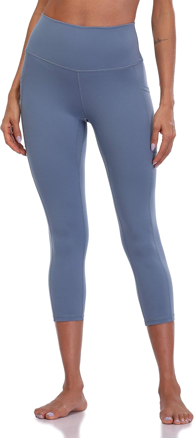 Women's High Waisted Capri Leggings with Pockets 21" Inseam Workout Yoga Pants