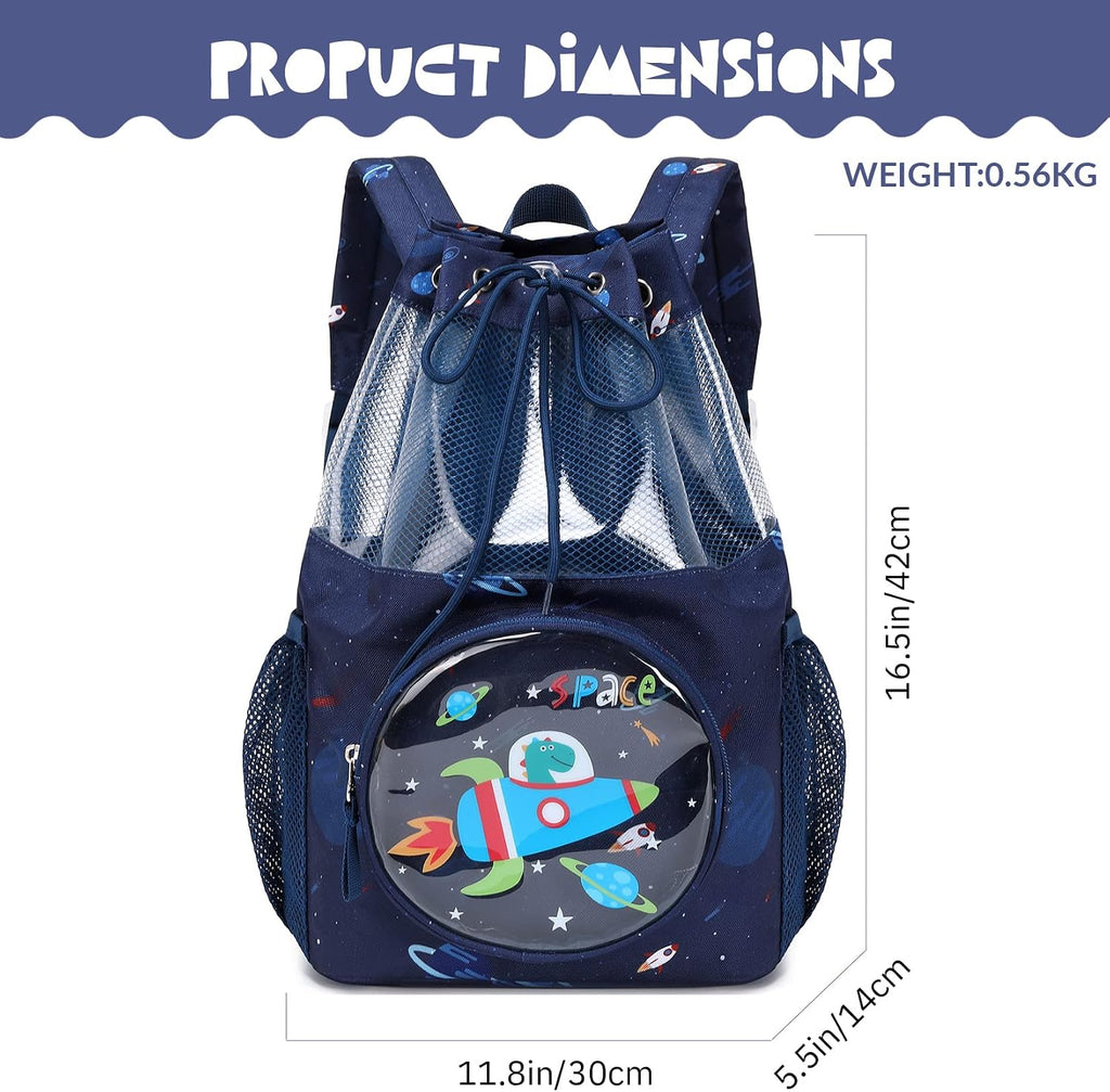 Drawstring Backpack Gym Cinch Bag for Swim Beach Sports Waterproof for Kids