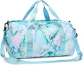 Gym Bag Sports Duffle Bag with Wet Pocket Weekender Overnight Bags with Waterproof Shoe Pouch and Air Hole for Girls Kids Women Workout Travel Bags, Marble 74, Medium to Large, With Shoe Compartment