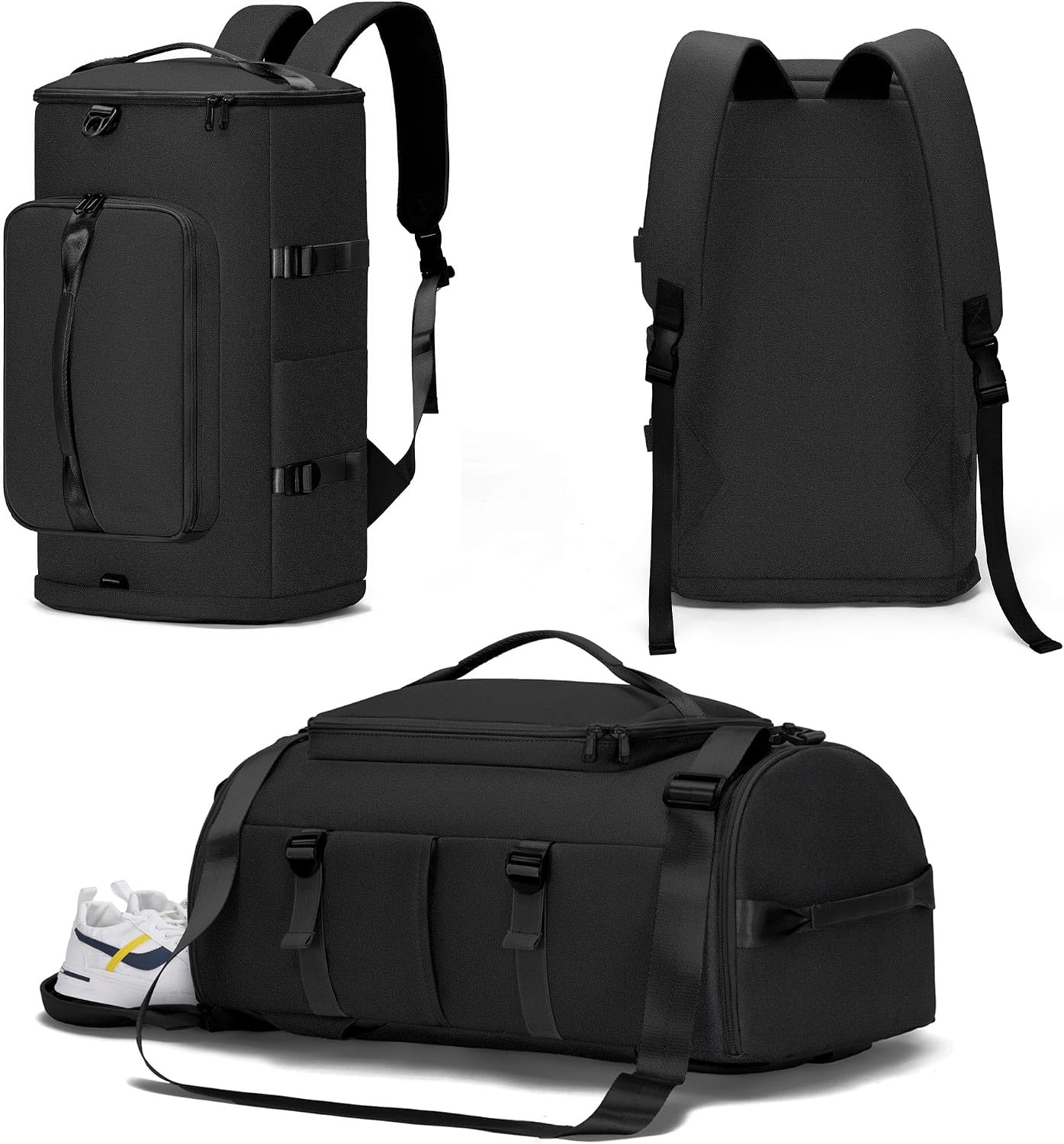 Gym Bag for Men Women with Shoes Compartment - Duffle Bag, Travel Backpack, Sports Backpack, Weekender Overnight Bag with Wet Pocket, 01#Full Black-Style1, 42L, Gym Bag
