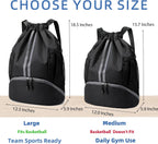 Drawstring Backpack Gym Bag with Shoe Compartment for Soccer, Basketball, Swim and Beach, Ideal for Men and Women